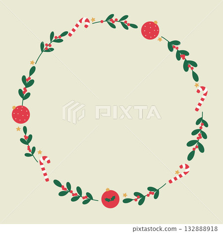 Vector illustration of a Christmas frame with plants. 132888918