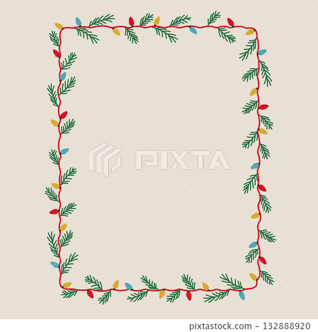 Vector illustration of a Christmas frame with plants. Vector illustration of a Christmas frame with plants. 132888920