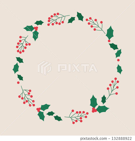 Vector illustration of a Christmas frame with plants. Vector illustration of a Christmas frame with plants. 132888922