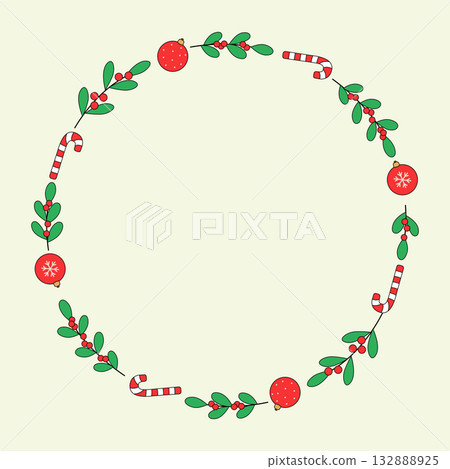 Vector illustration of a Christmas frame with plants. Vector illustration of a Christmas frame with plants. 132888925