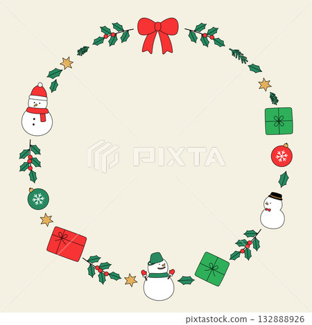 Vector illustration of a Christmas frame with plants. Vector illustration of a Christmas frame with plants. 132888926