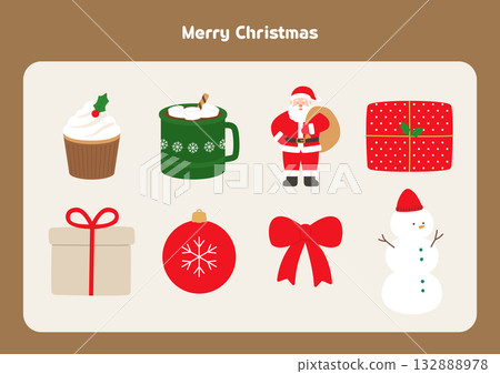 Collection of cute Christmas objects. Collection of cute Christmas objects. 132888978