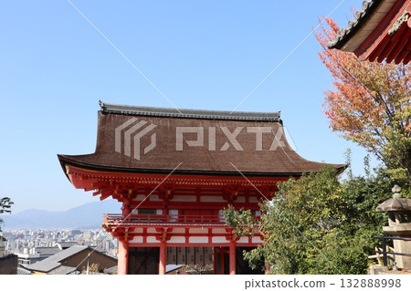 Autumn leaves begin to fall at Kiyomizu-dera Temple in Kyoto Autumn leaves begin to fall at Kiyomizu-dera Temple in Kyoto 132888998