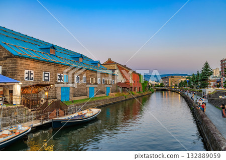 Evening view of Otaru Canal, Otaru City, Hokkaido Evening view of Otaru Canal, Otaru City, Hokkaido 132889059