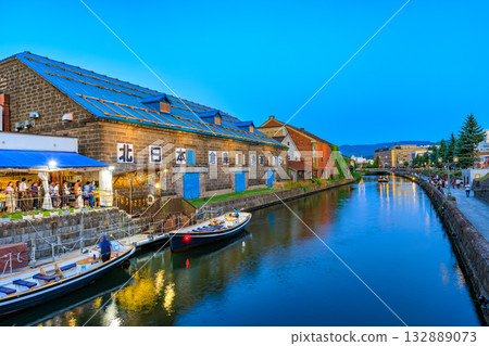 Evening view of Otaru Canal, Otaru City, Hokkaido Evening view of Otaru Canal, Otaru City, Hokkaido 132889073