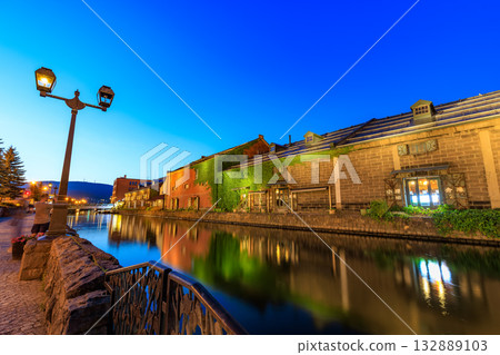 Night view of Otaru Canal, Otaru City, Hokkaido 132889103