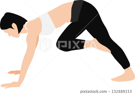 節食女性的插圖(伸展和肌肉訓練) 節食女性的插圖(伸展和肌肉訓練) 132889153