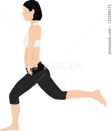 節食女性的插圖(伸展和肌肉訓練) 節食女性的插圖(伸展和肌肉訓練) 132889171