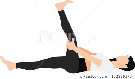 Illustration of a woman on a diet (stretching and muscle training) Illustration of a woman on a diet (stretching and muscle training) 132889176