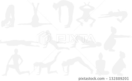 節食女性的插圖（伸展和肌肉訓練） 132889201