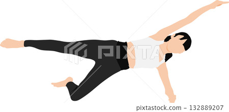 Illustration of a woman on a diet (stretching and muscle training) 132889207