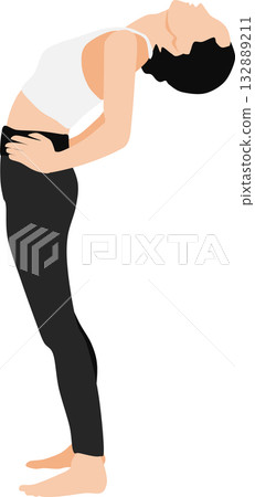 Illustration of a woman on a diet (stretching and muscle training) Illustration of a woman on a diet (stretching and muscle training) 132889211