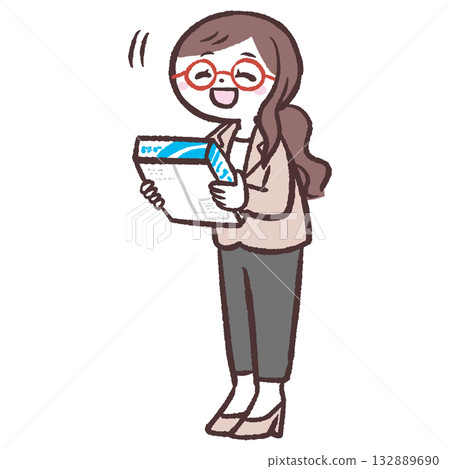 Illustration of a woman holding a gift 132889690