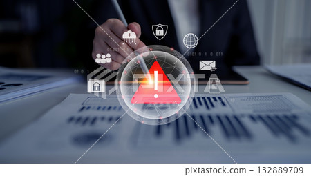 Cybersecurity threat alert warning symbol Parse Cybersecurity threat alert warning symbol Parse 132889709