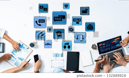 Online help and FAQ customer support service Funnel 132889928
