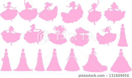 Illustration set of a woman in a dress Illustration set of a woman in a dress 132889958