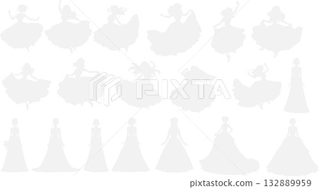 Illustration set of a woman in a dress Illustration set of a woman in a dress 132889959