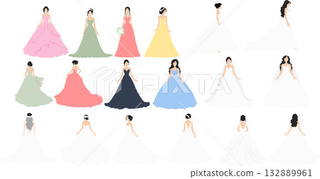 穿著裙子的婦女插圖集 穿著裙子的婦女插圖集 132889961