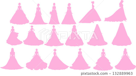 Illustration set of a woman in a dress 132889963