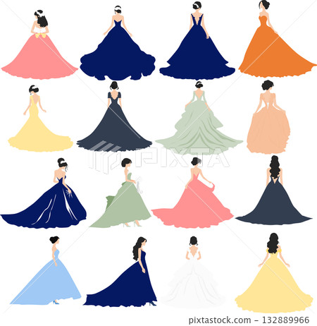 Illustration set of a woman in a dress Illustration set of a woman in a dress 132889966