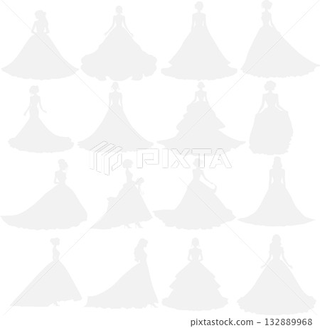 Illustration set of a woman in a dress 132889968