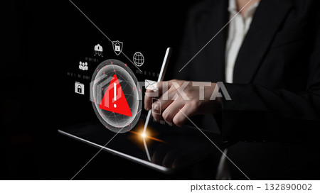 Cybersecurity threat alert warning symbol Parse 132890002