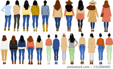 女性剪影插畫集 132890060