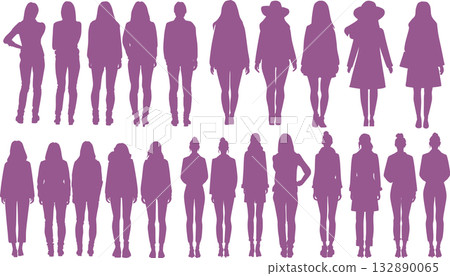 Women's silhouette illustration set Women's silhouette illustration set 132890065