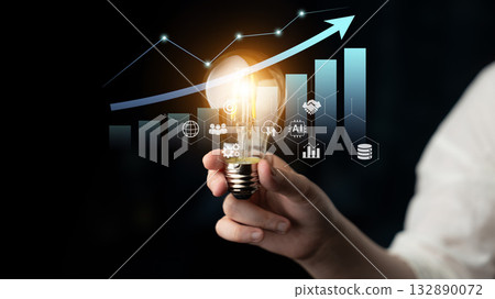 Business growth strategy and performance trend analysis concept Parse 132890072