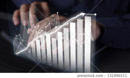 Businessman Analyzing Data Trends Through Financial Graphs and Charts on Laptop with Modern Digital Interface for Investment Analysis Copula Businessman Analyzing Data Trends Through Financial Graphs and Charts on Laptop with Modern Digital Interface for Investment Analysis Copula 132890311