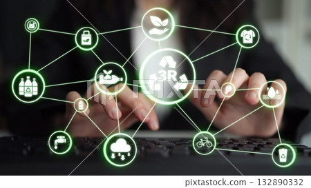 3R reuse reduce recycle concept for sustainability Funnel 132890332
