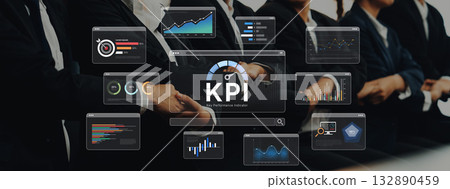 Business intelligence dashboard for monitoring Key Performance Indicators (KPI). Fermion 132890459