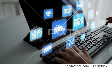 Digital gift card and online shopping system Funnel Digital gift card and online shopping system Funnel 132890473