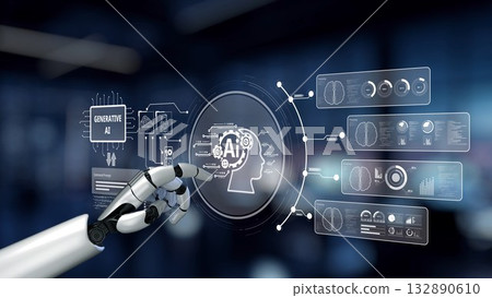 AI Brain Processing Data with Generative Artificial Intelligence Concept. Kernel 132890610