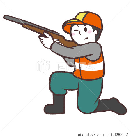 一名男子手持獵槍的插圖 132890632