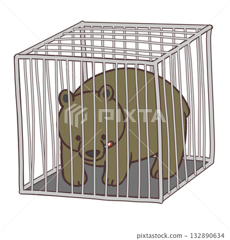 Illustration of a caged bear Illustration of a caged bear 132890634