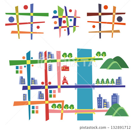 Kandinsky-style art - Map Kandinsky-style art - Map 132891712