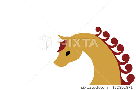 A simple illustration of a brown horse looking sideways A simple illustration of a brown horse looking sideways 132891871