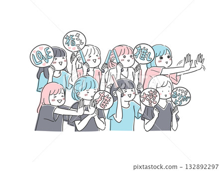 Illustration of a group of women enjoying their favorite activities 132892297