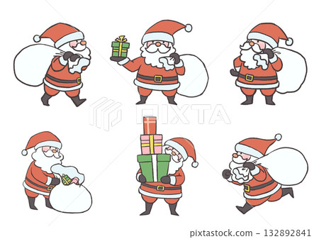 聖誕老人插畫素材集 132892841