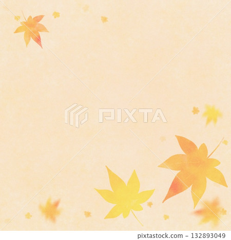 Watercolor maple leaves Japanese paper background 132893049