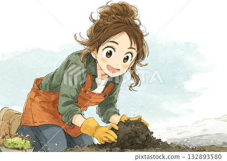 Miyu Series: Miyu plowing the fields in spring 132893580