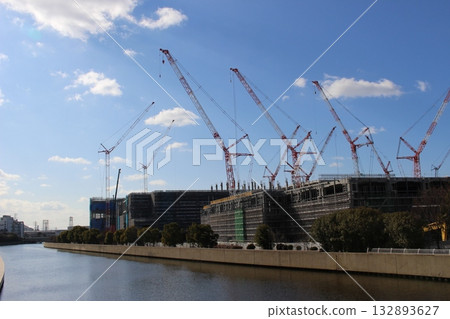 起重機,起重機林,大型建築工程 起重機,起重機林,大型建築工程 132893627