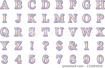 Alphabet, Mincho, Shadow, 20 Rainbows Alphabet, Mincho, Shadow, 20 Rainbows 132893630