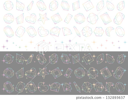 切割玻璃，光線，20種彩虹色調 132893637