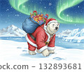 白熊聖誕老人送聖誕禮物 132893681