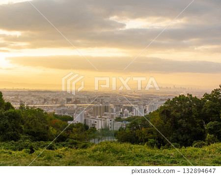 Cityscape illuminated by the morning glow Cityscape illuminated by the morning glow 132894647