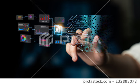 Artificial intelligence data analysis and visualization network concept Parse 132895078