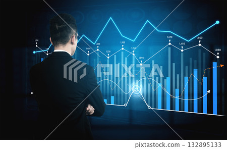 Business professional analyzing data trends with charts and graphs in a modern office, focusing on statistics for strategic decision-making Scalp Business professional analyzing data trends with charts and graphs in a modern office, focusing on statistics for strategic decision-making Scalp 132895133
