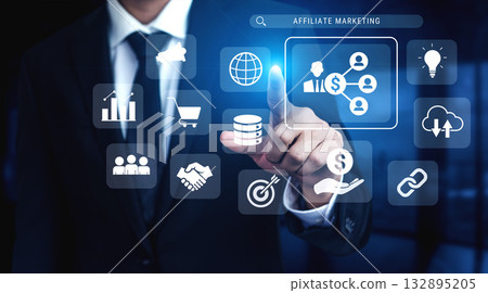 Affiliate marketing strategy and partnership business concept Parse 132895205